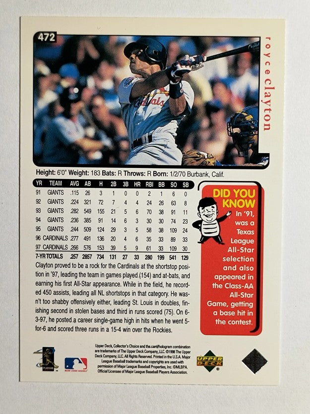 1998 Collector's Choice #472 Royce Clayton