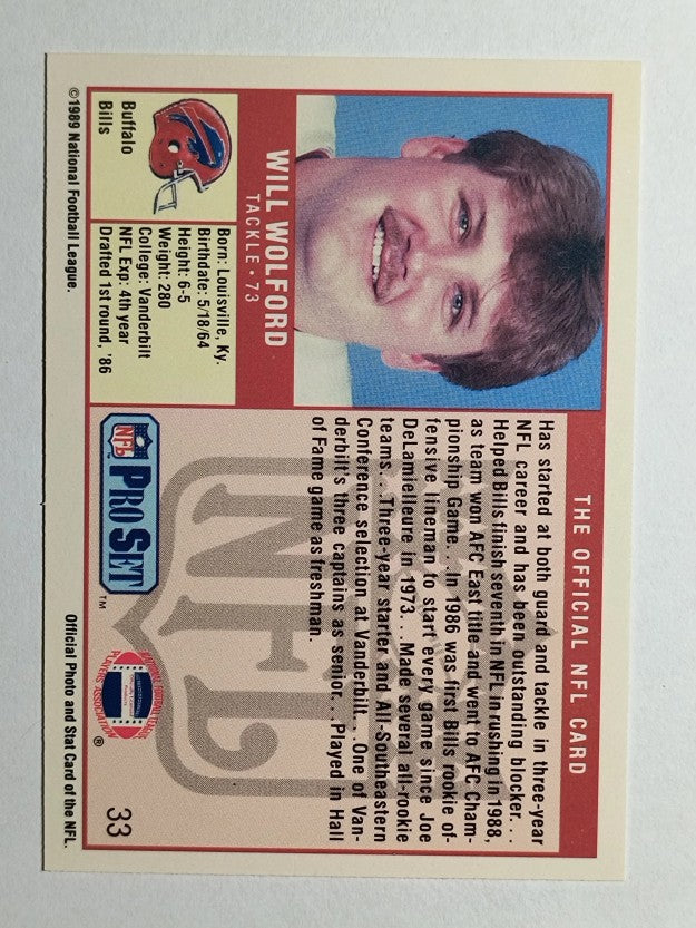 1989 Pro Set #33 Will Wolford RC