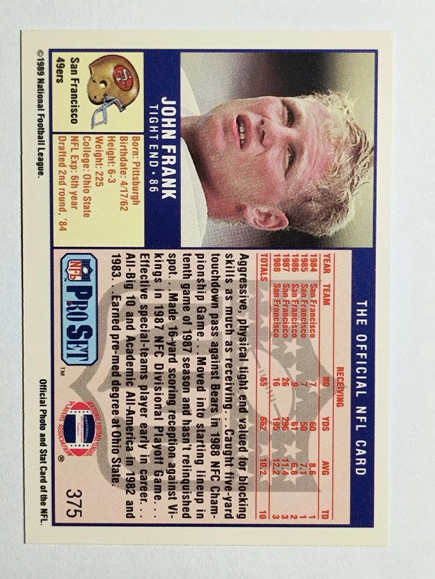 1989 Pro Set #375 John Frank