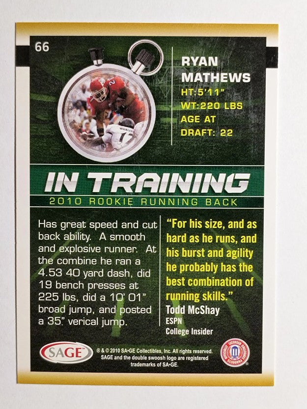 2010 SAGE HIT #66 Ryan Mathews IT