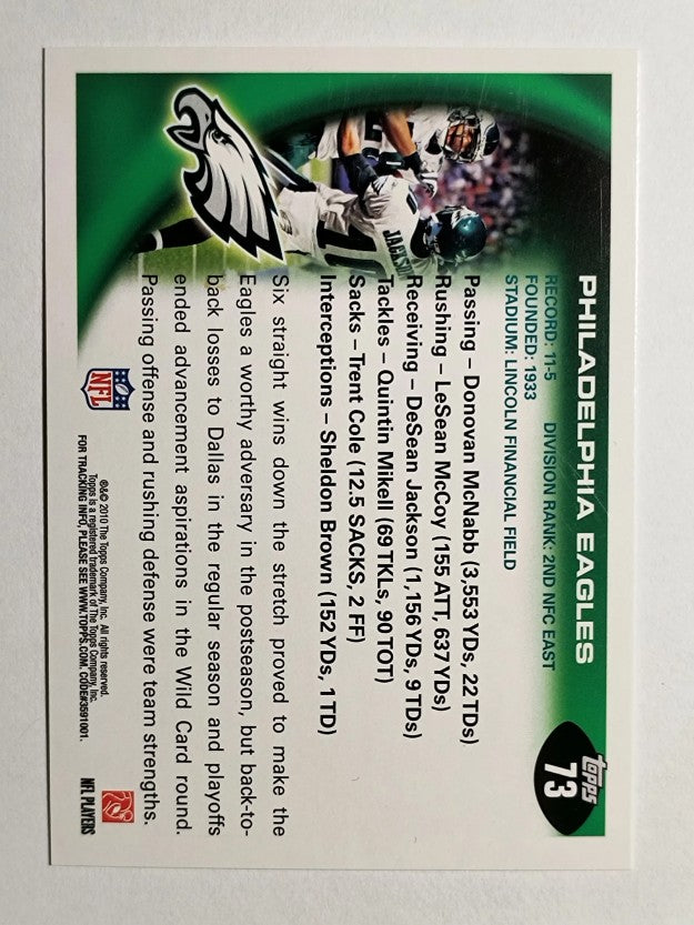 2010 Topps #73 Philadelphia Eagles Team/DeSean Jackson