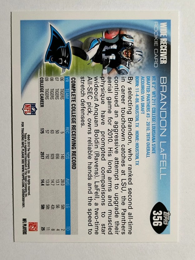 2010 Topps #356A Brandon LaFell RC/Running pose