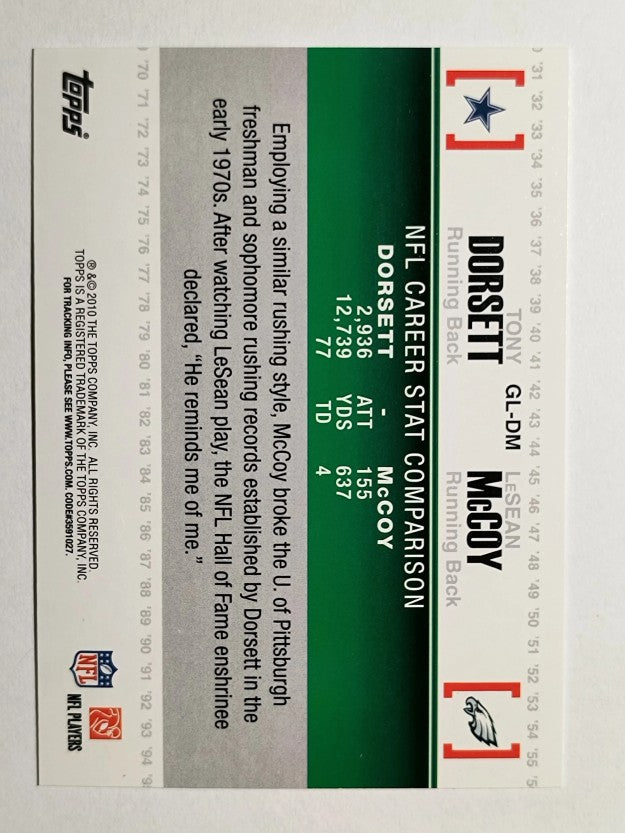 2010 Topps Gridiron Lineage #GLDM Tony Dorsett/LeSean McCoy
