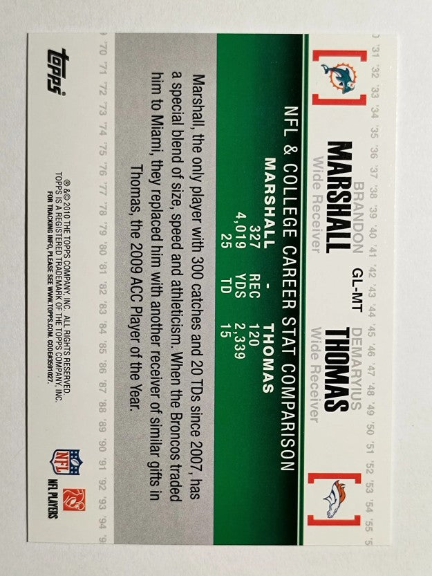2010 Topps Gridiron Lineage #GLMT Brandon Marshall/Demaryius Thomas