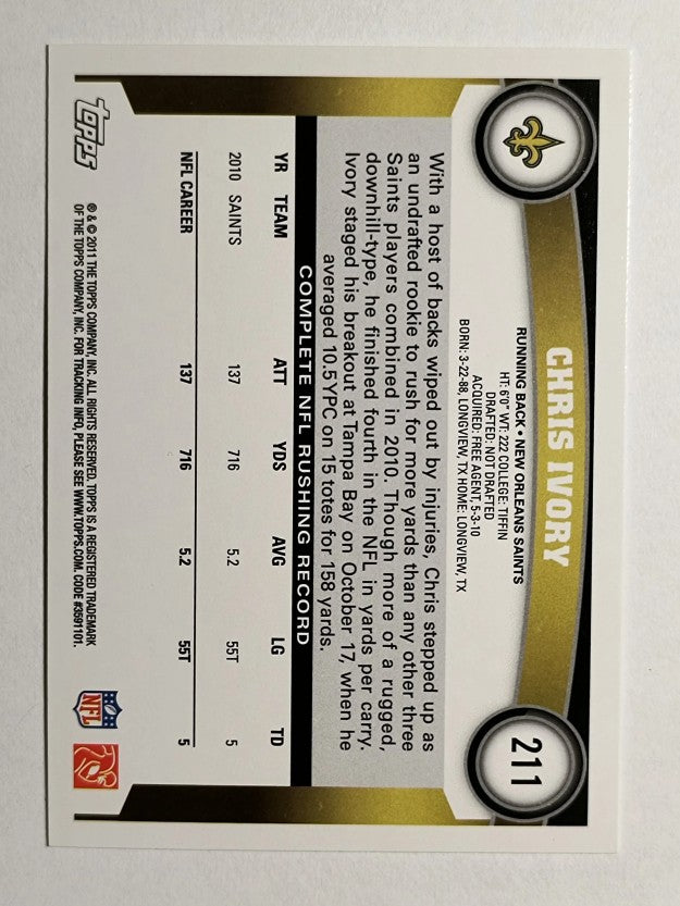 2011 Topps #211 Chris Ivory