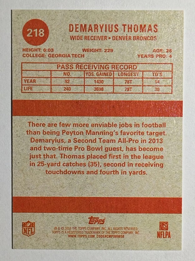 2014 Topps 1963 Mini #218 Demaryius Thomas