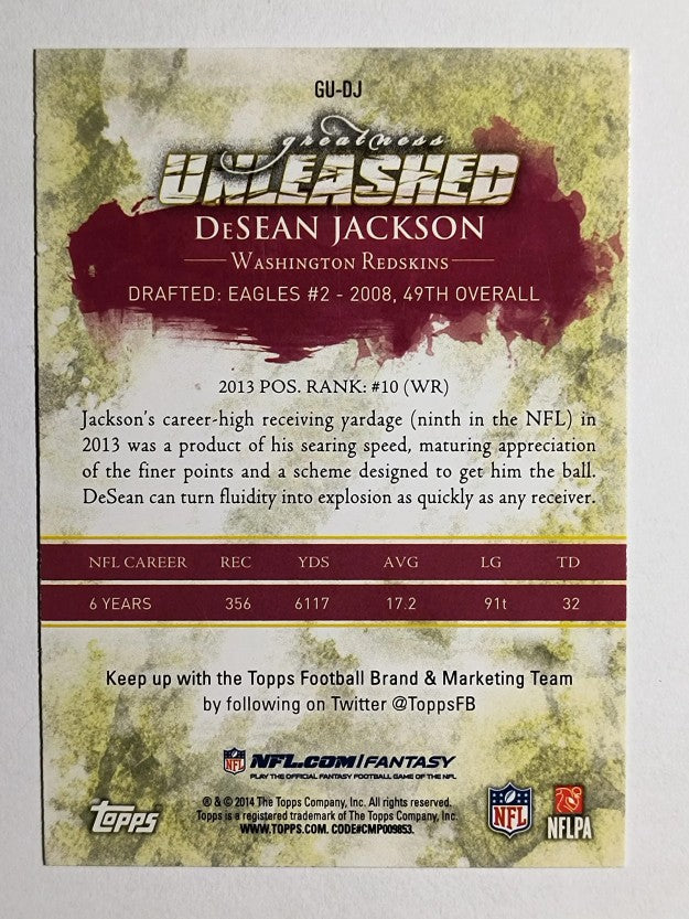 2014 Topps Greatness Unleashed #GUDJ DeSean Jackson