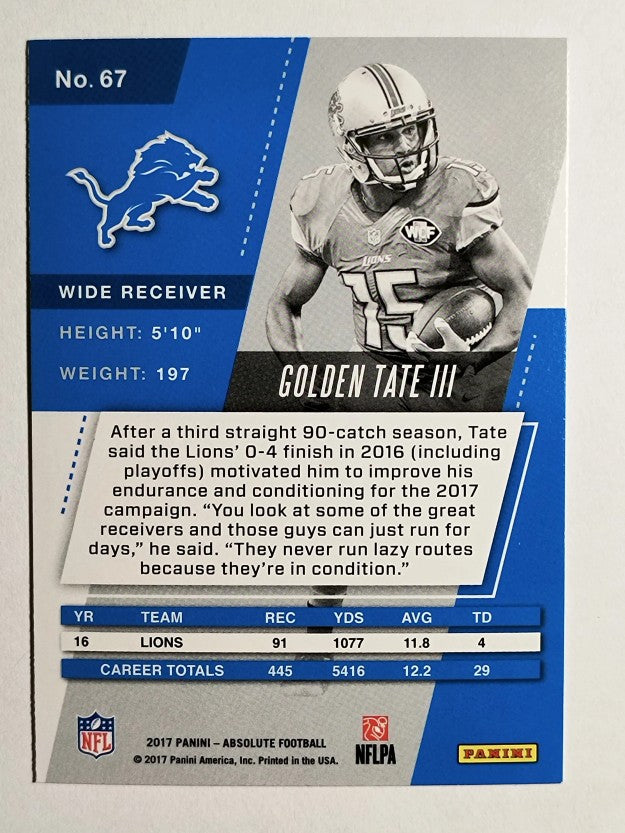 2017 Absolute #67 Golden Tate III