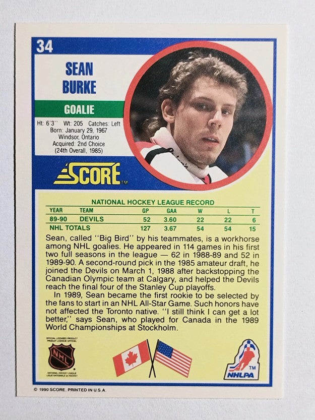 1990-91 Score #34 Sean Burke