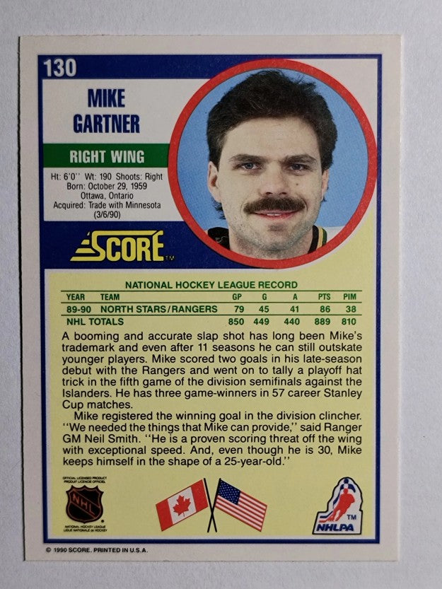 1990-91 Score #130 Mike Gartner