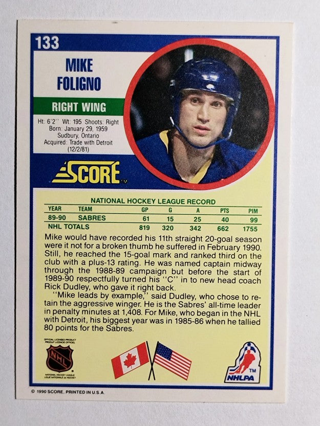 1990-91 Score #133 Mike Foligno