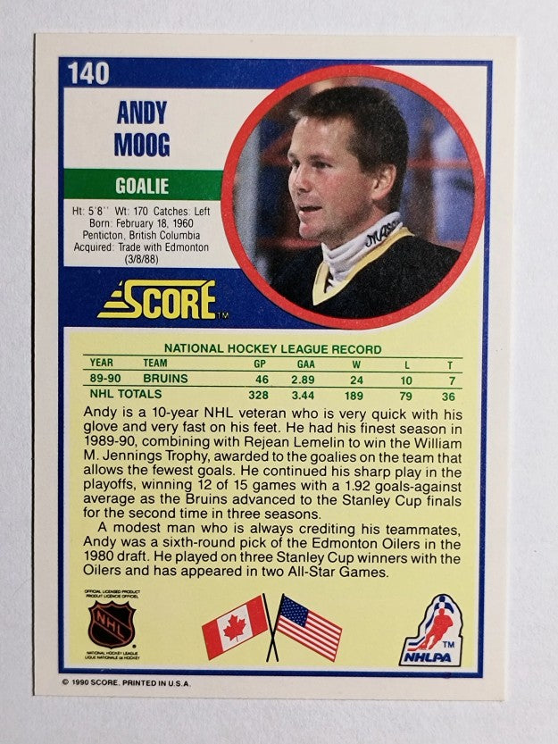 1990-91 Score #140 Andy Moog