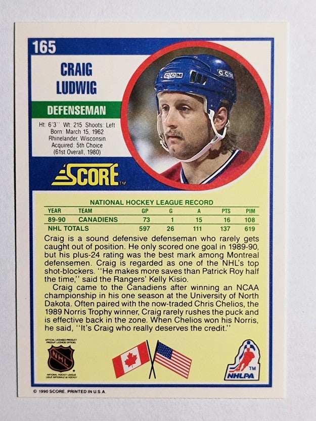 1990-91 Score #165 Craig Ludwig