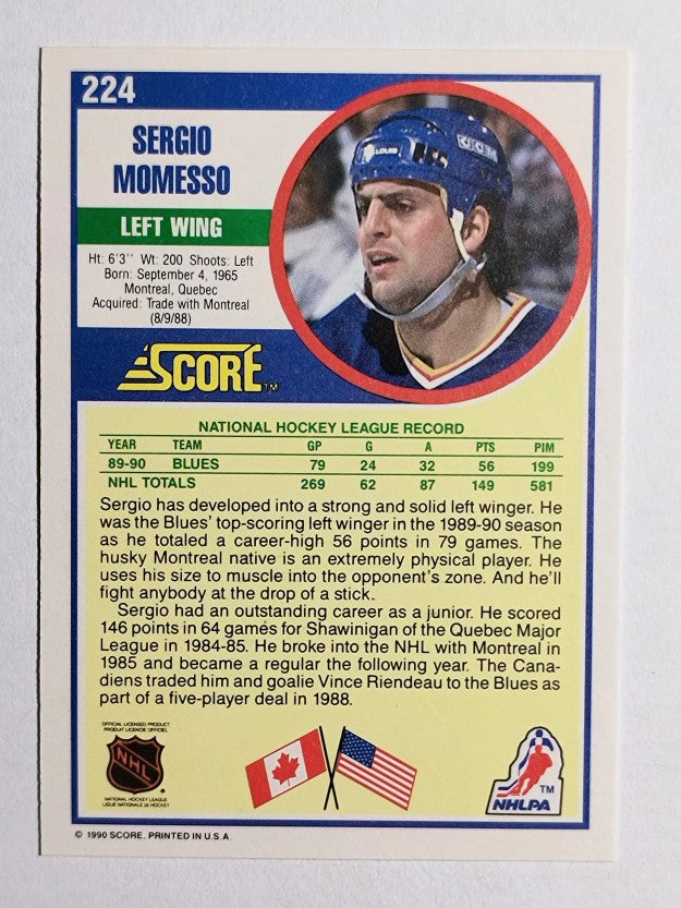 1990-91 Score #224 Sergio Momesso RC