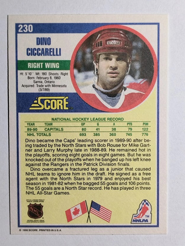 1990-91 Score #230 Dino Ciccarelli