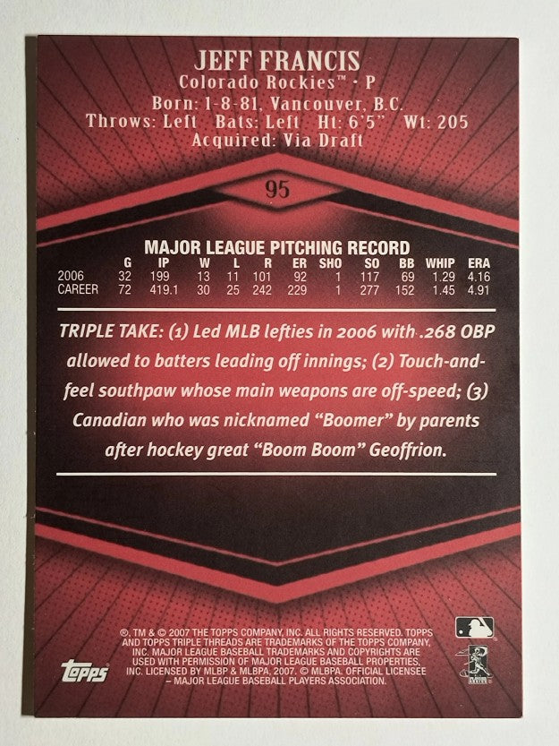 2007 Topps Triple Threads #95 Jeff Francis