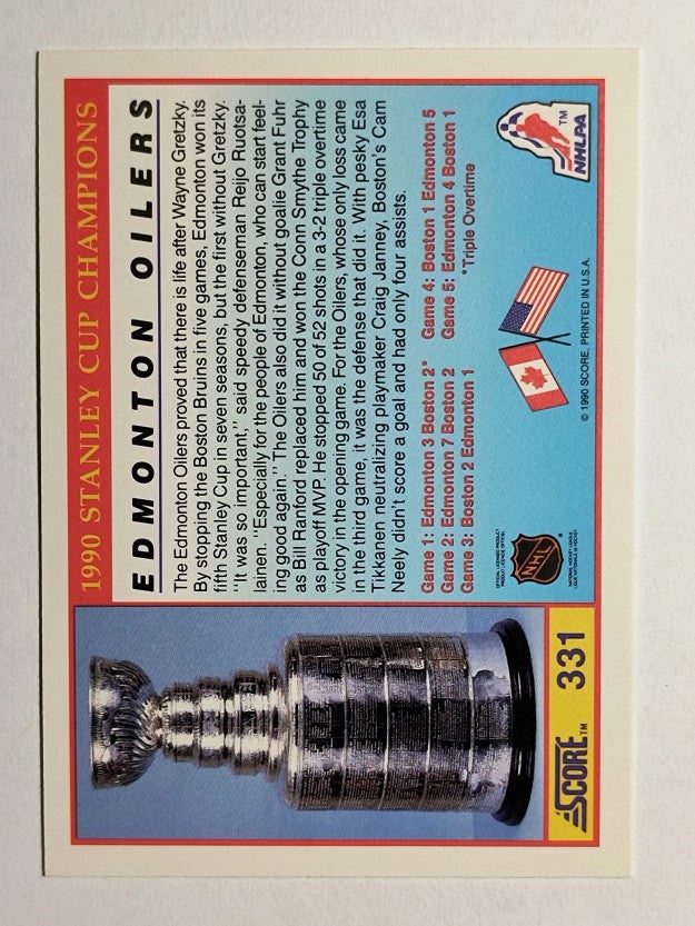 1990-91 Score #331 Edmonton Oilers Champs