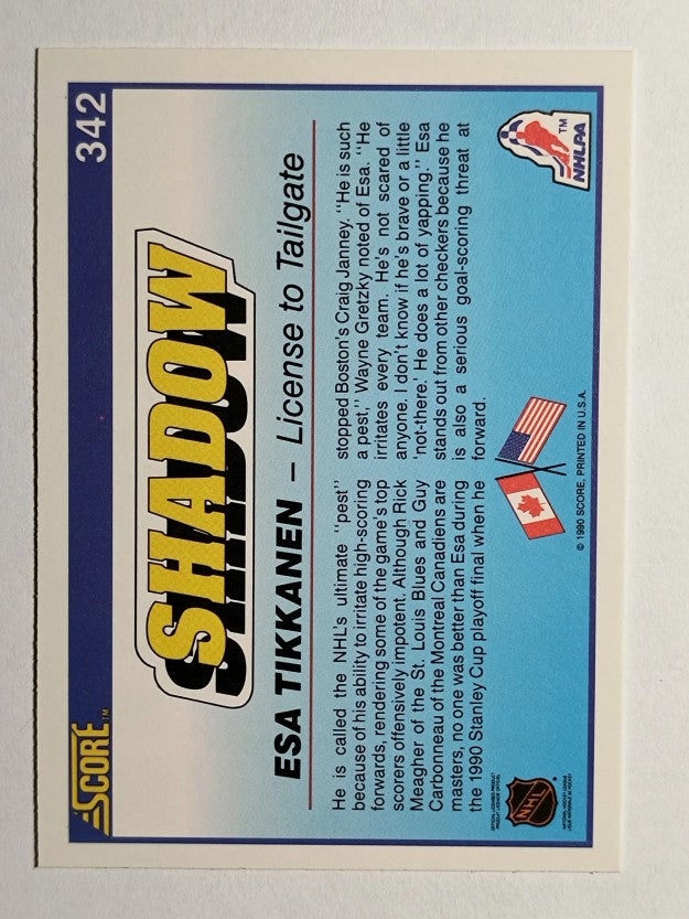 1990-91 Score #342 Esa Tikkanen Shadow