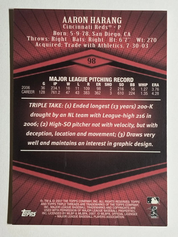 2007 Topps Triple Threads #98 Aaron Harang