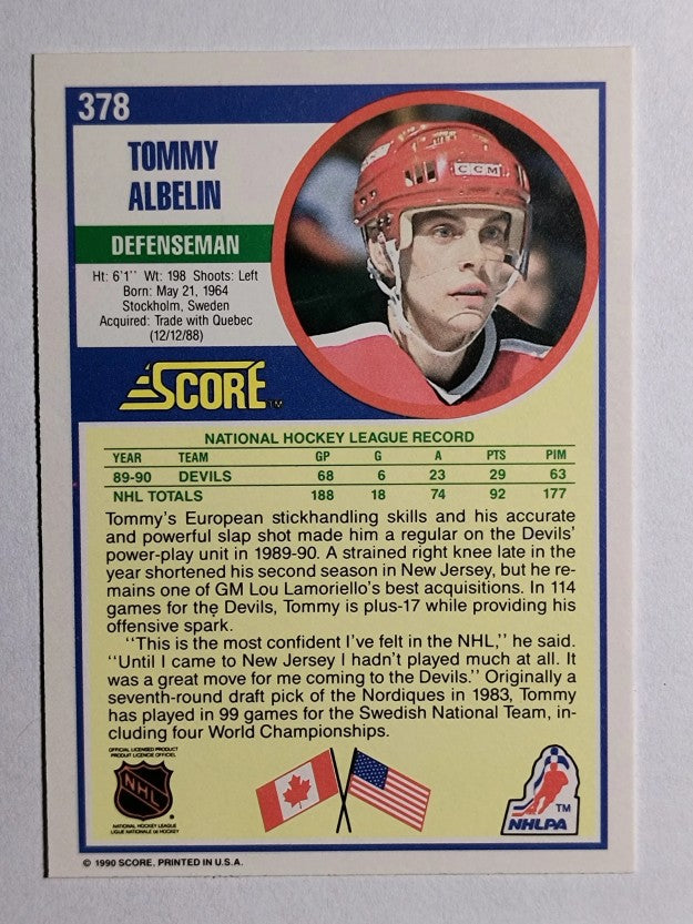 1990-91 Score #378 Tommy Albelin