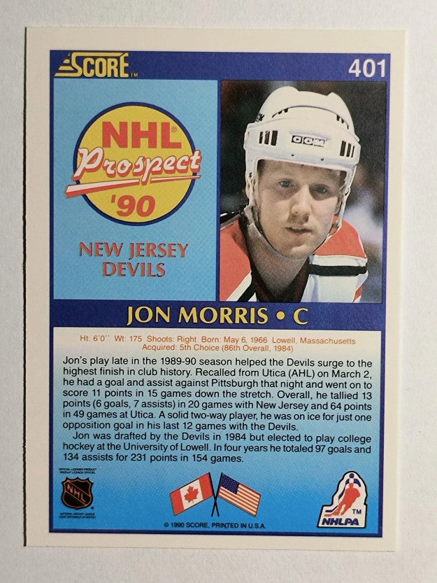1990-91 Score #401 Jon Morris RC