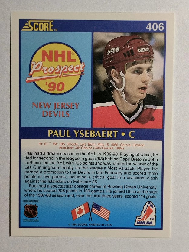 1990-91 Score #406 Paul Ysebaert RC
