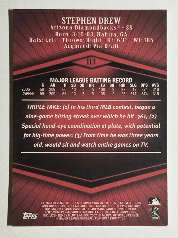 2007 Topps Triple Threads #113 Stephen Drew