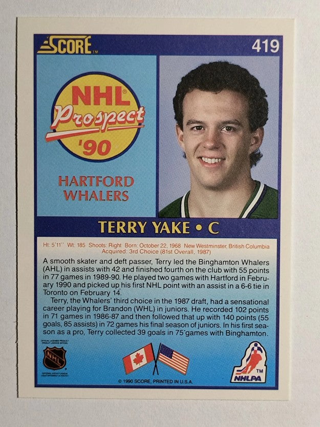 1990-91 Score #419 Terry Yake RC