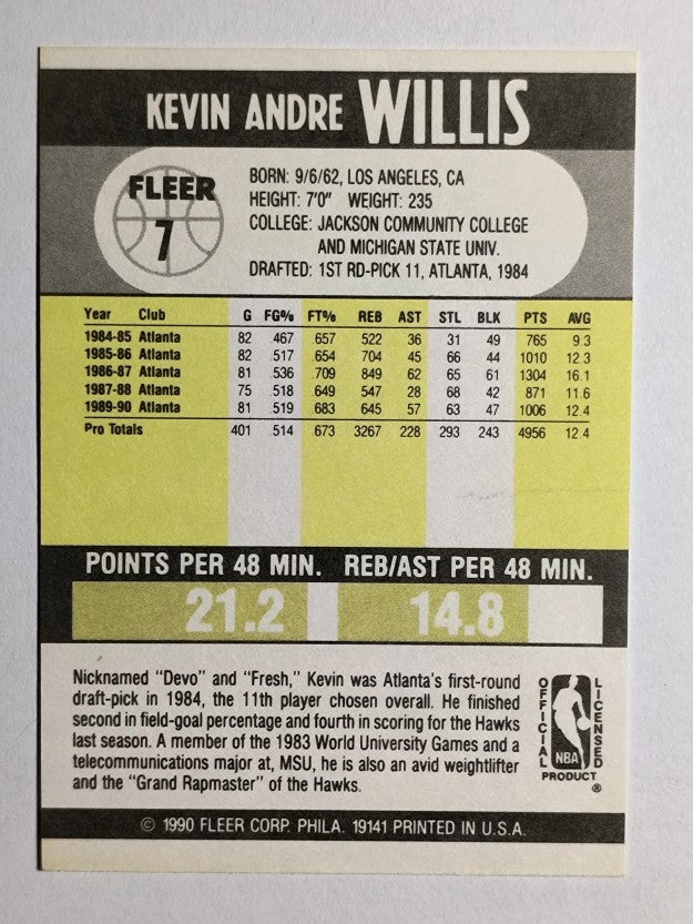 1990-91 Fleer #7 Kevin Willis