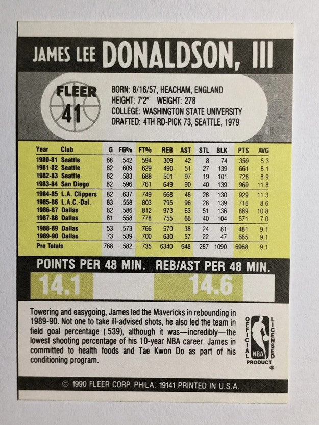 1990-91 Fleer #41 James Donaldson