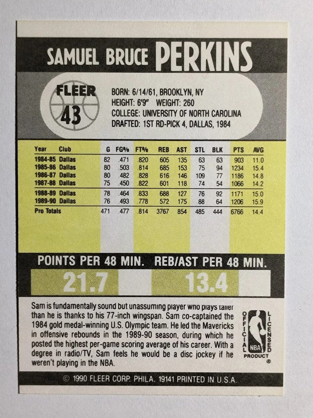 1990-91 Fleer #43 Sam Perkins
