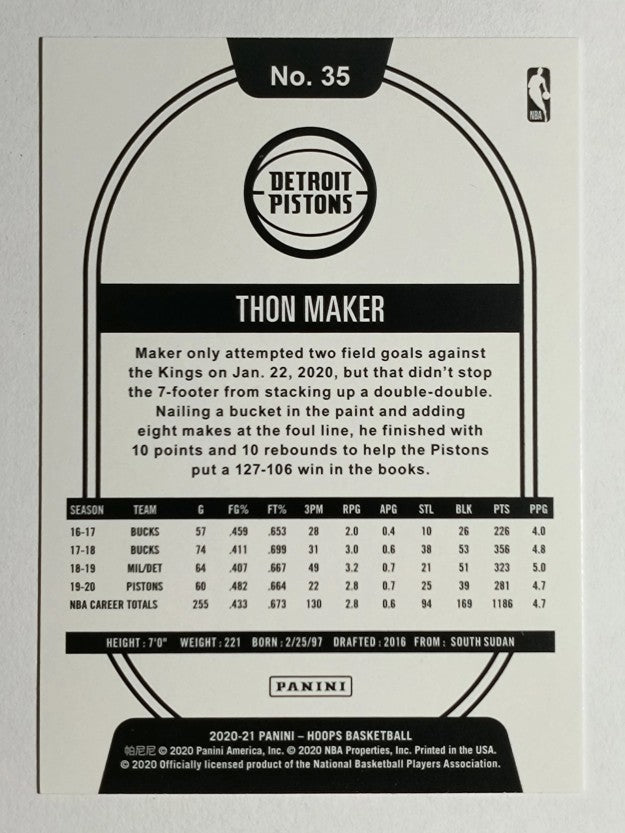 2020-21 Hoops #35 Thon Maker