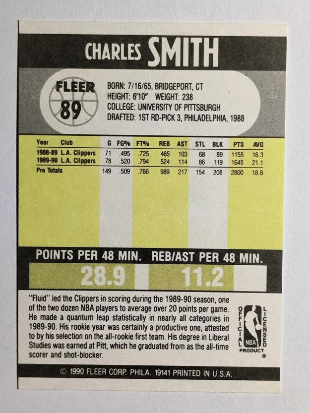 1990-91 Fleer #89 Charles Smith