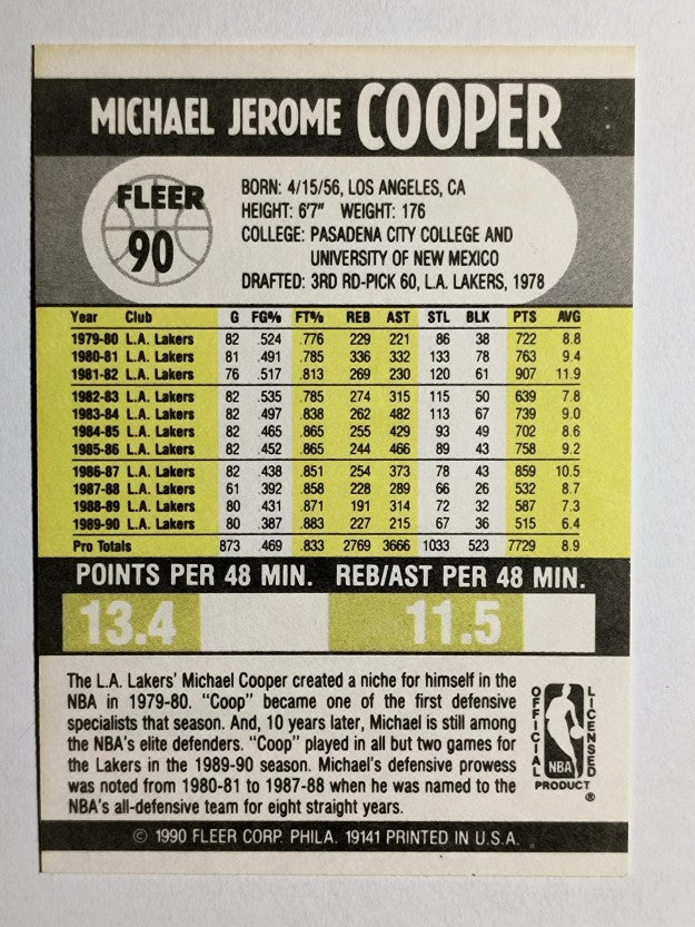 1990-91 Fleer #90 Michael Cooper