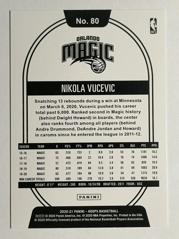 2020-21 Hoops #80 Nikola Vucevic