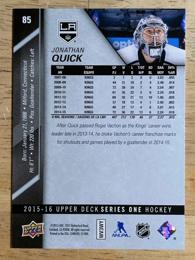 2015-16 Upper Deck #85 Jonathan Quick