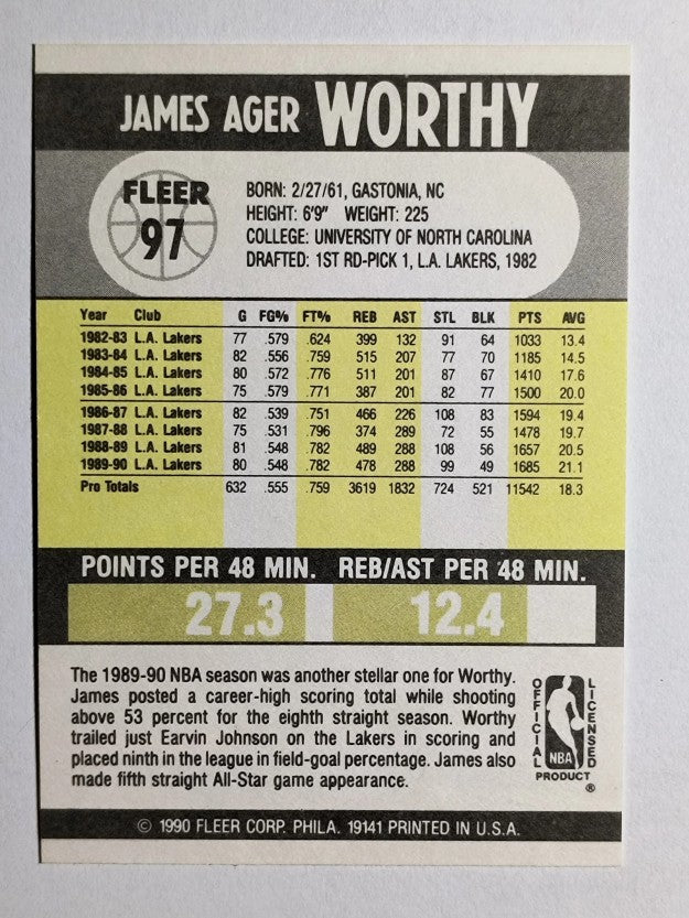 1990-91 Fleer #97 James Worthy