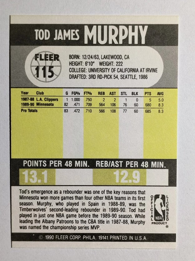 1990-91 Fleer #115 Tod Murphy