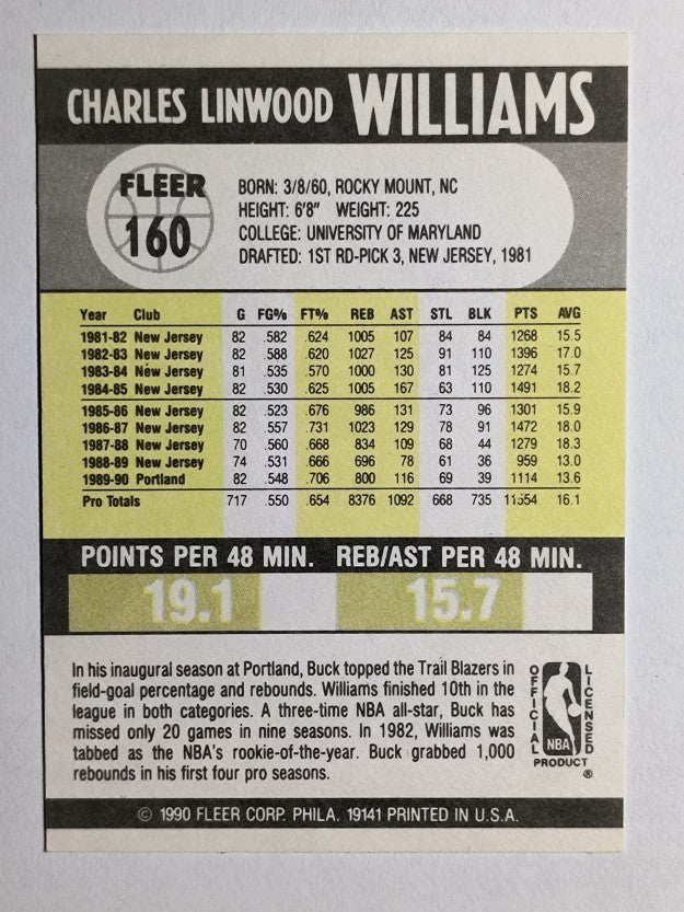 1990-91 Fleer #160 Buck Williams