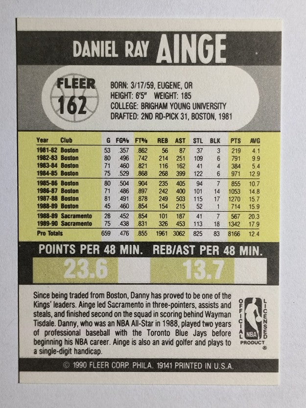 1990-91 Fleer #162 Danny Ainge