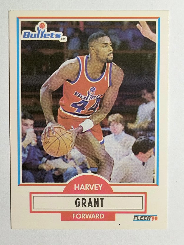 1990-91 Fleer #192B Harvey Grant/First name on card front in white