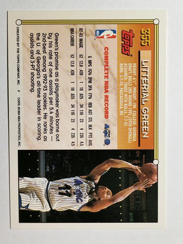 1993-94 Topps #355 Litterial Green