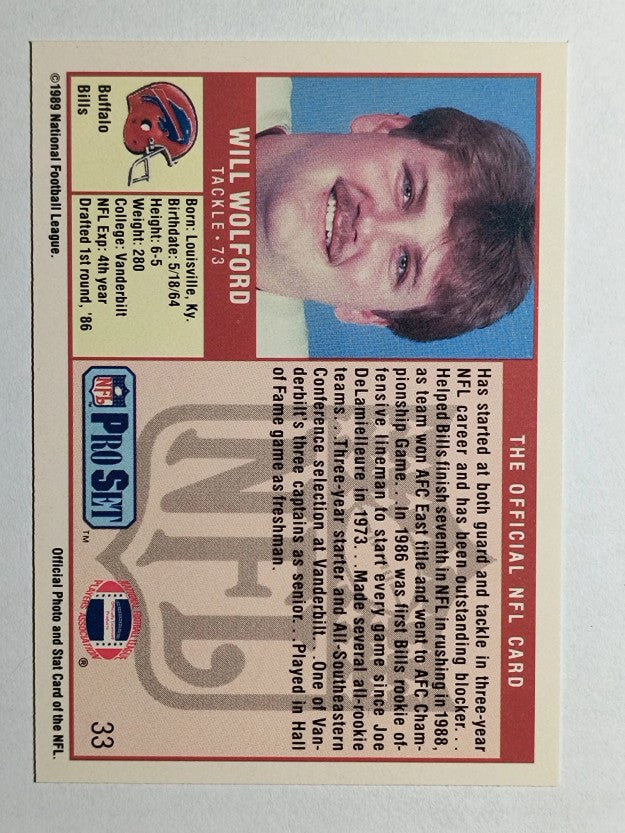 1989 Pro Set #33 Will Wolford RC