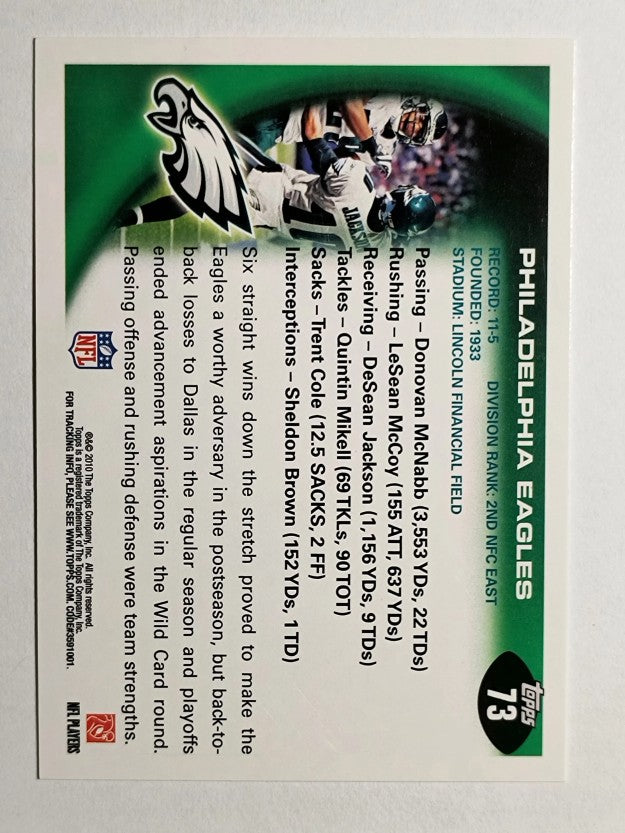 2010 Topps #73 Philadelphia Eagles Team/DeSean Jackson
