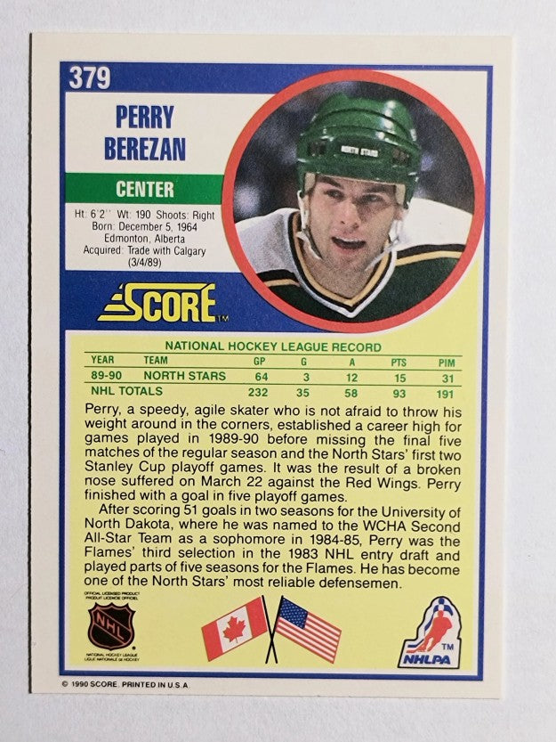 1990-91 Score #379 Perry Berezan RC