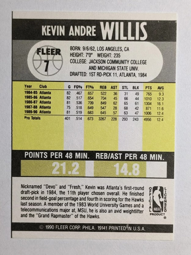 1990-91 Fleer #7 Kevin Willis