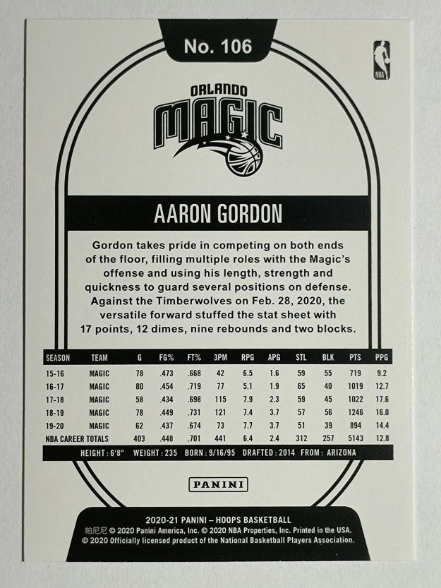 2020-21 Hoops #106 Aaron Gordon