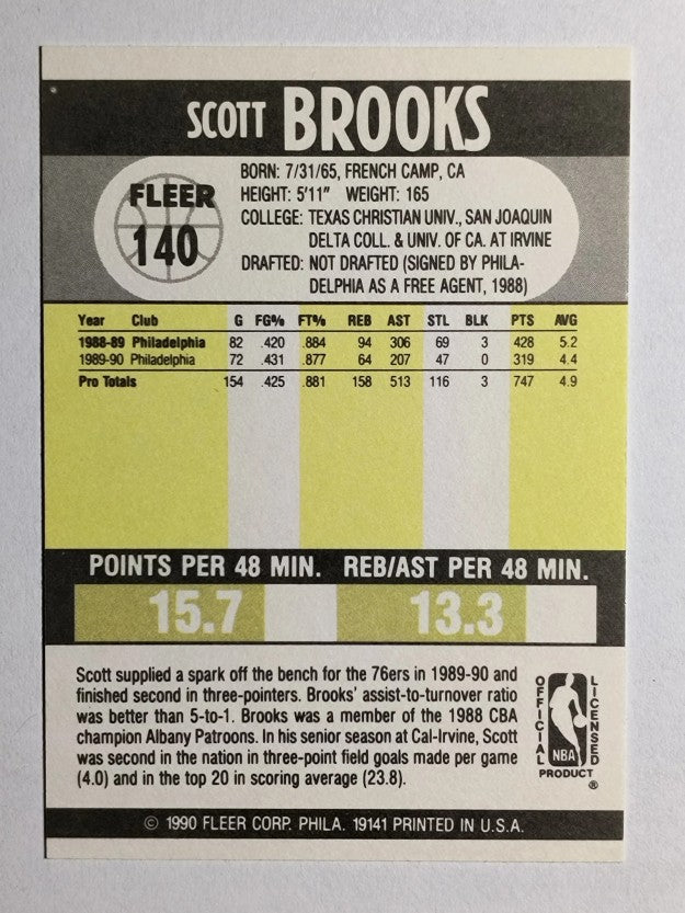 1990-91 Fleer #140 Scott Brooks