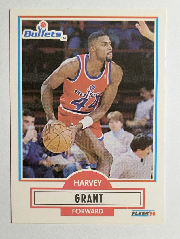 1990-91 Fleer #192B Harvey Grant/First name on card front in white