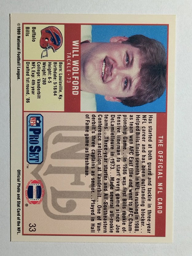 1989 Pro Set #33 Will Wolford RC
